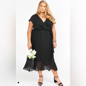 Show Me Your Mumu | black wrap midi dress | 3x